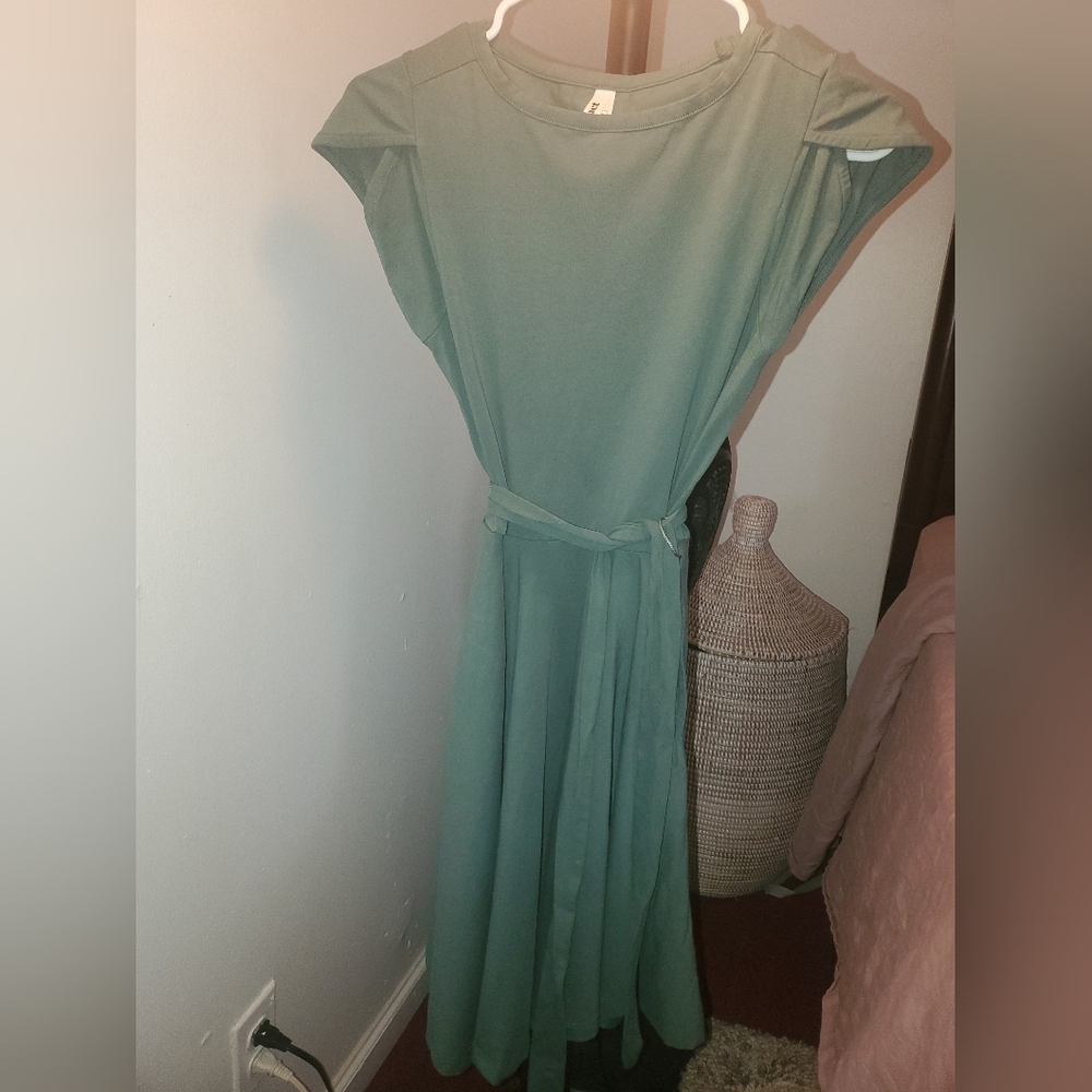 Pact Fit And Flare Green Women's Dress